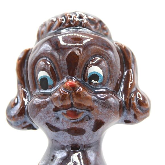 Vintage Japan Brown Poodle Figurine 4.5” Hand Painted Ceramic Redware Terracotta - Picture 2 of 7